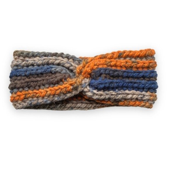 Hand Crafted Accessories - Handmade crochet headband orange and navy
